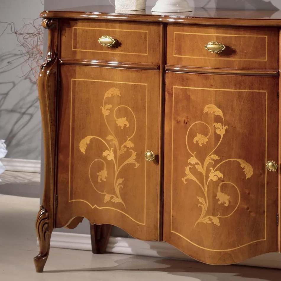 Lounge Sideboard in Walnut or White Wood Made in Italy - Ottaviano Viadurini