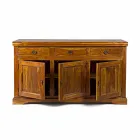 Classic Design Sideboard in Solid Acacia Wood Rustic Finish - Malaya Viadurini
