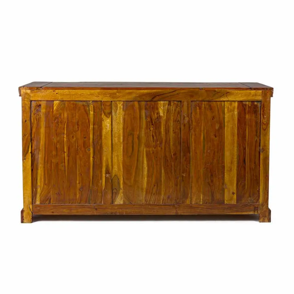 Classic Design Sideboard in Solid Acacia Wood Rustic Finish - Malaya Viadurini