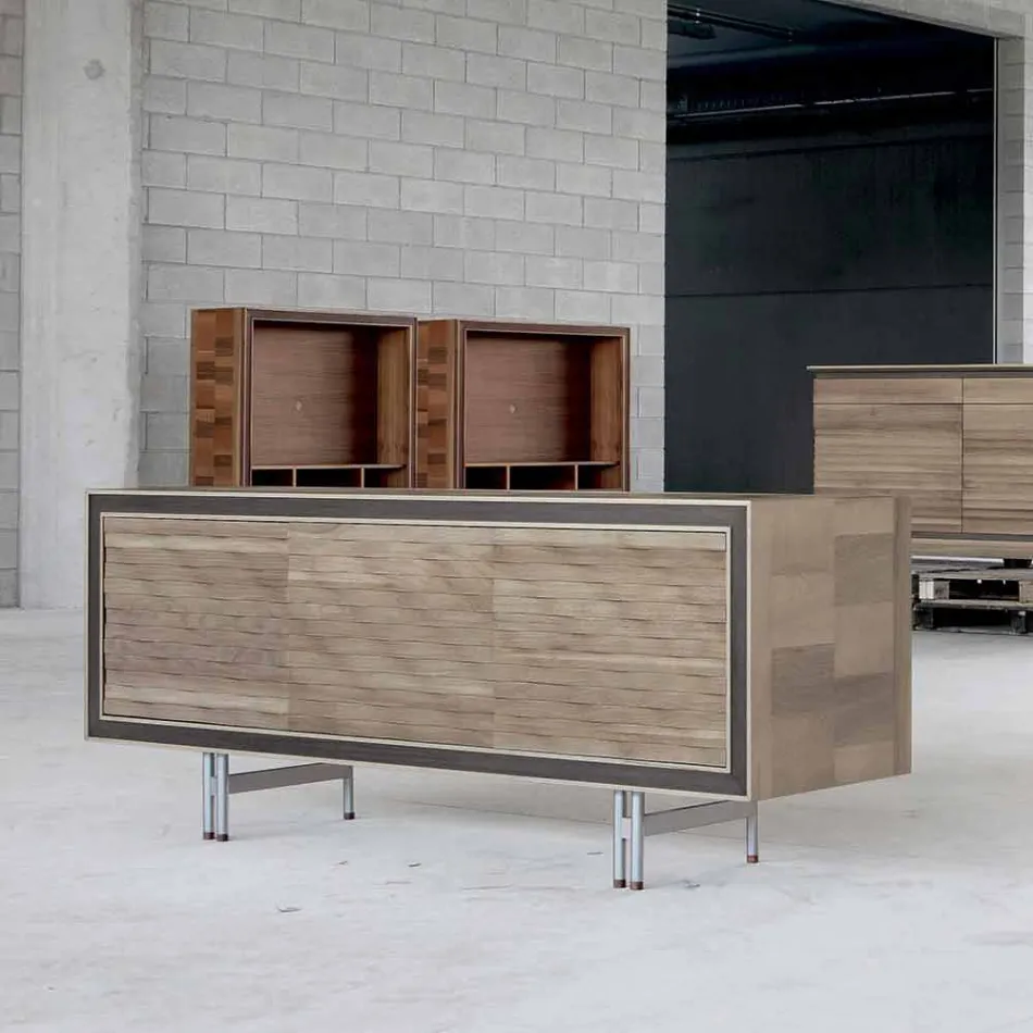 Modern design sideboard in solid wood, W192 x D 50 cm, Teresa Viadurini