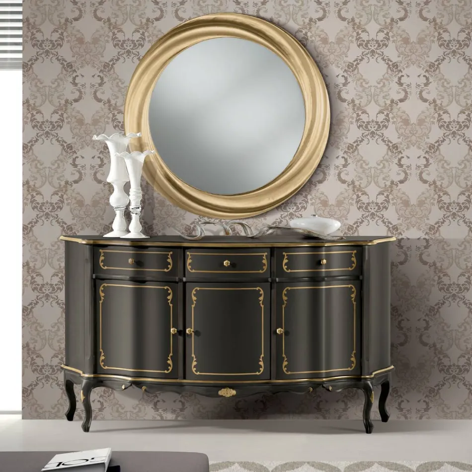 Luxury Sideboard with 3 Doors and 3 Wooden Drawers Made in Italy - Leonor Viadurini