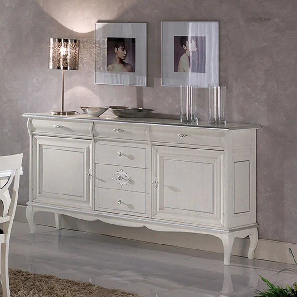 Luxury Lounge Sideboard in Classic Made in Italy Wood - Helisa Viadurini