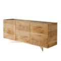 Wooden Sideboard with 3 Doors with Tempered Crystal Base Made in Italy - Soraya