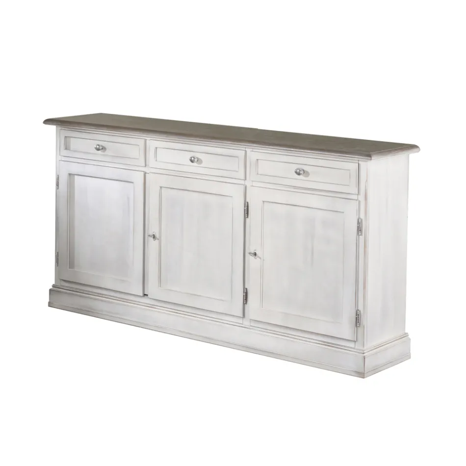 Wooden Sideboard with 3 Drawers and 3 Doors Made in Italy - Uller Viadurini