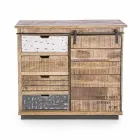 Sideboard in Wood and Steel with Door and 4 Drawers Industrial Style - Renza Viadurini