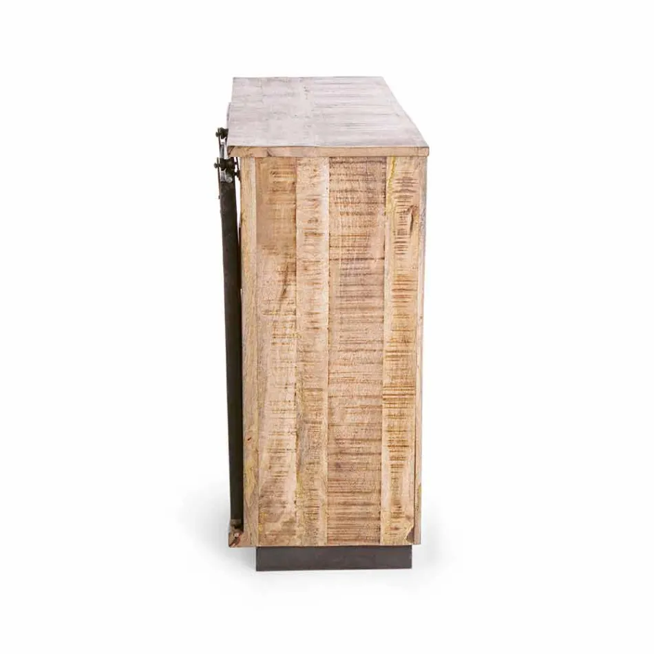 Sideboard in Wood and Steel with Door and 4 Drawers Industrial Style - Renza Viadurini