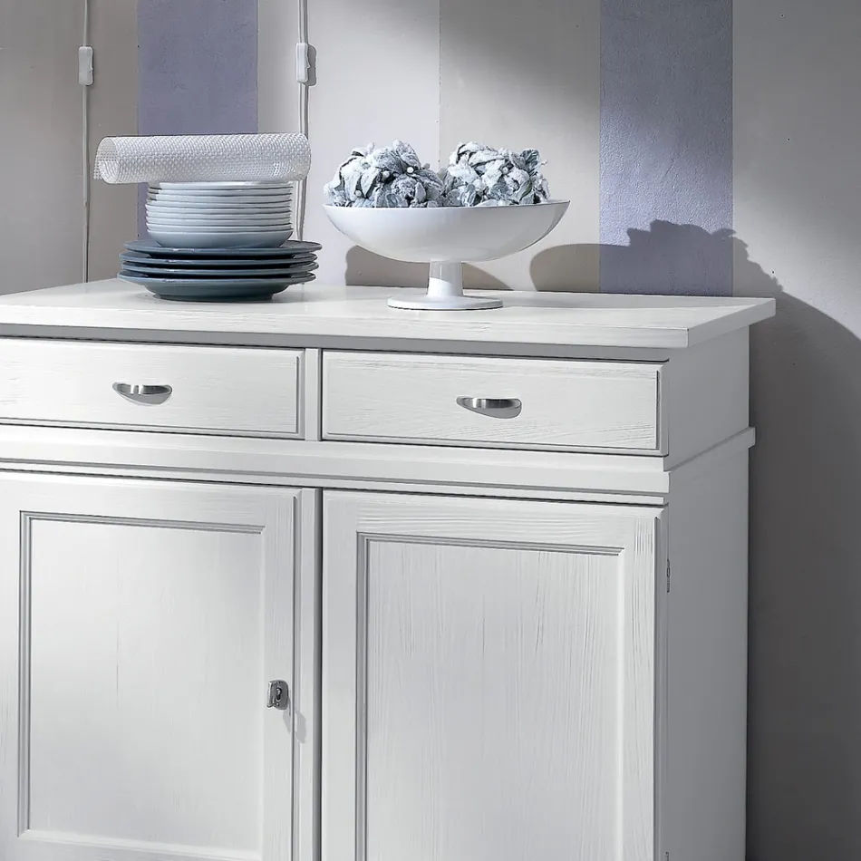 Sideboard in White Lacquered Wood with 2 Doors and 2 Drawers Made in Italy - Sogbo Viadurini