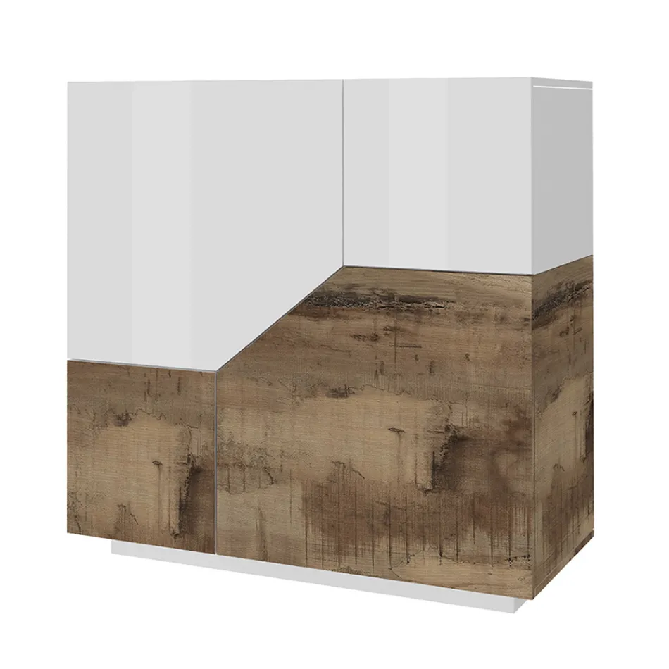 Sideboard in Melamine Wood 3 Rooms and 2 Shelves Made in Italy - Alyssa Viadurini