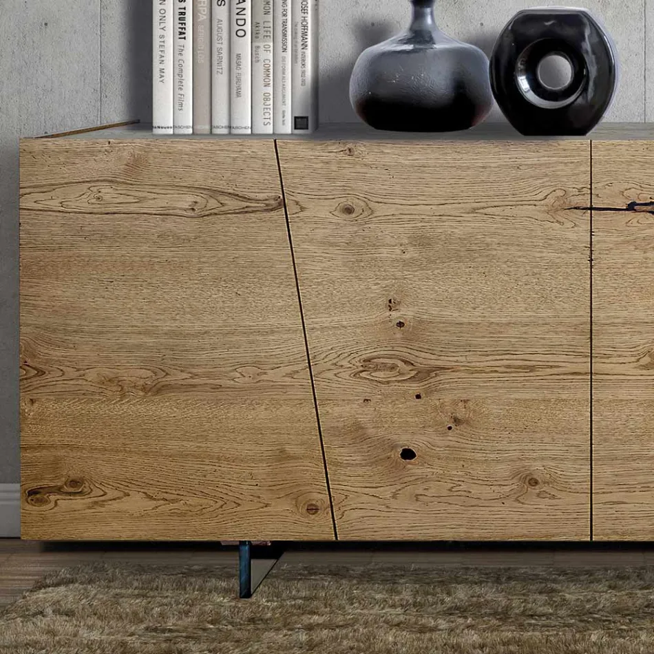 Living Sideboard with 4 Doors in Solid Wood Made in Italy - Khal Viadurini