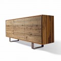 Modern sideboard Flora with 3 doors in natural walnut, L 215 x W 50 cm