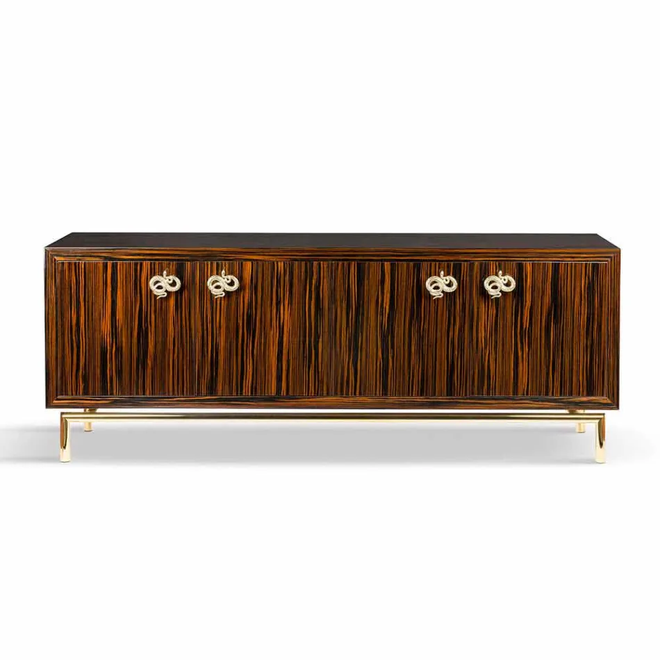 Modern sideboard with 4 doors in shiny ebony wood Ada 2 Viadurini