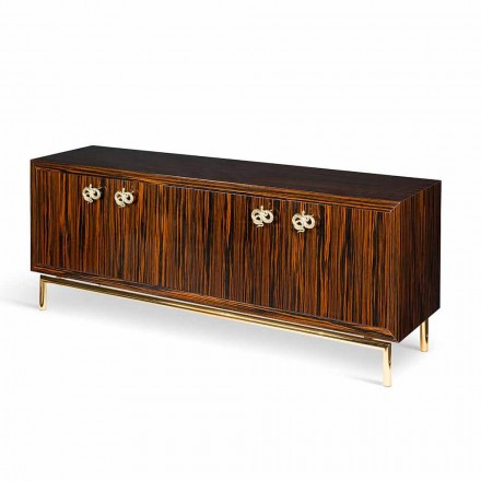 Modern sideboard with 4 doors in shiny ebony wood Ada 2 Viadurini