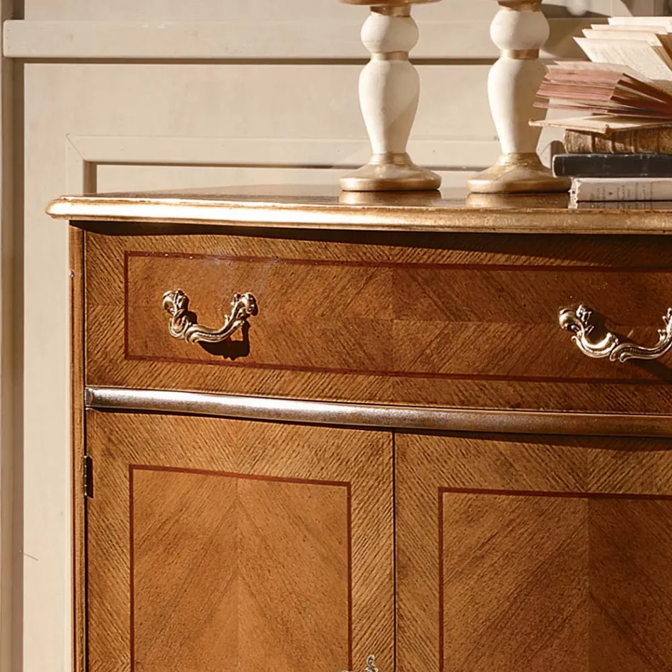 Classic Lounge Sideboard Avio Blue or Walnut Wood Made in Italy - Chantilly Viadurini