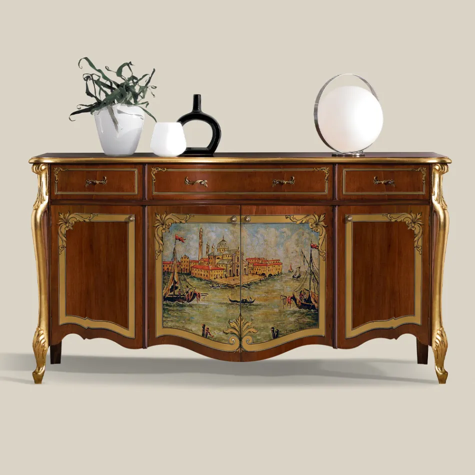 Luxury Lounge Sideboard in Classic Made in Italy Wood - Caligola Viadurini