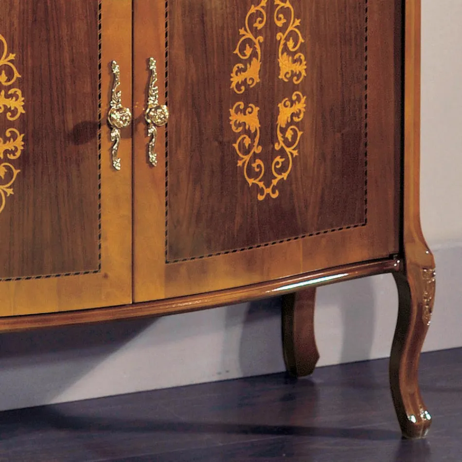 Lounge Sideboard in Walnut or White Wood and Inlays Made in Italy - Katerine Viadurini