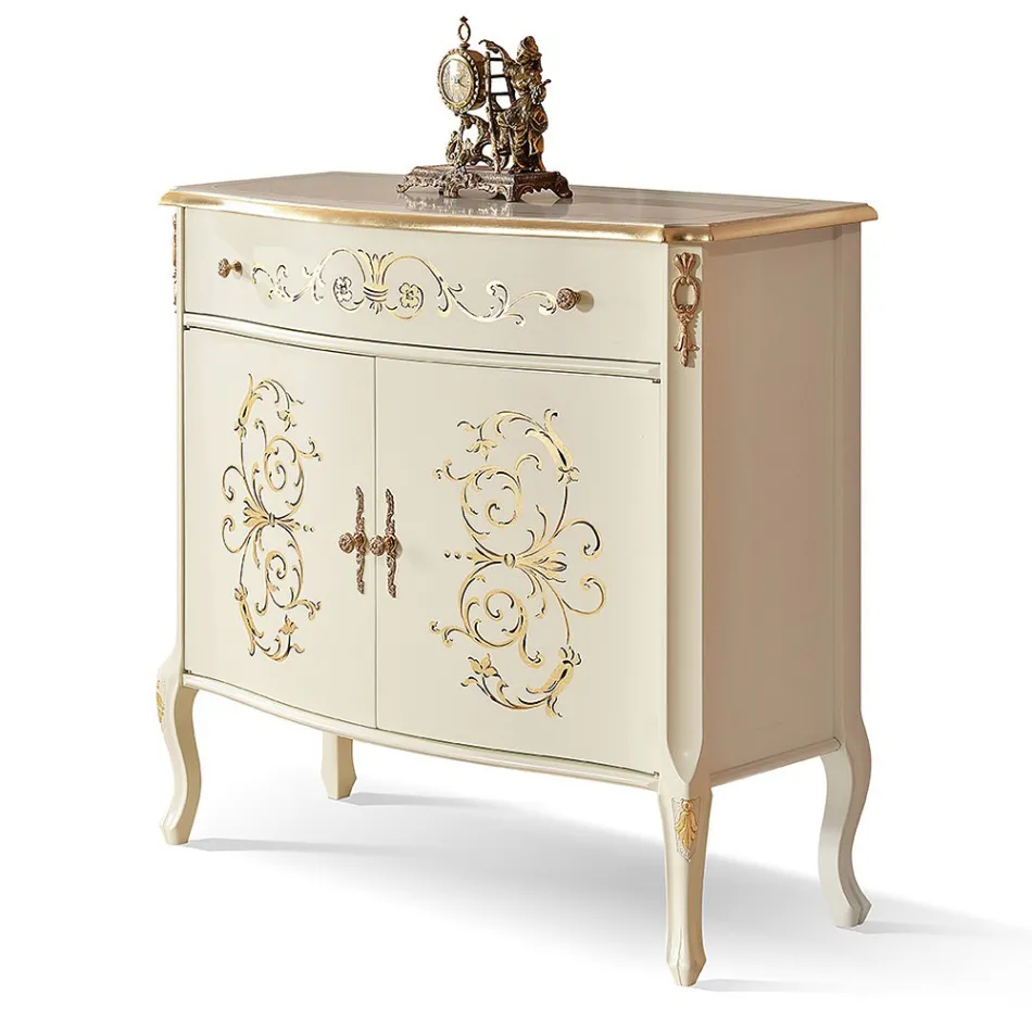 Lounge Sideboard in Walnut or White Wood and Inlays Made in Italy - Katerine Viadurini