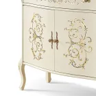 Lounge Sideboard in Walnut or White Wood and Inlays Made in Italy - Katerine Viadurini