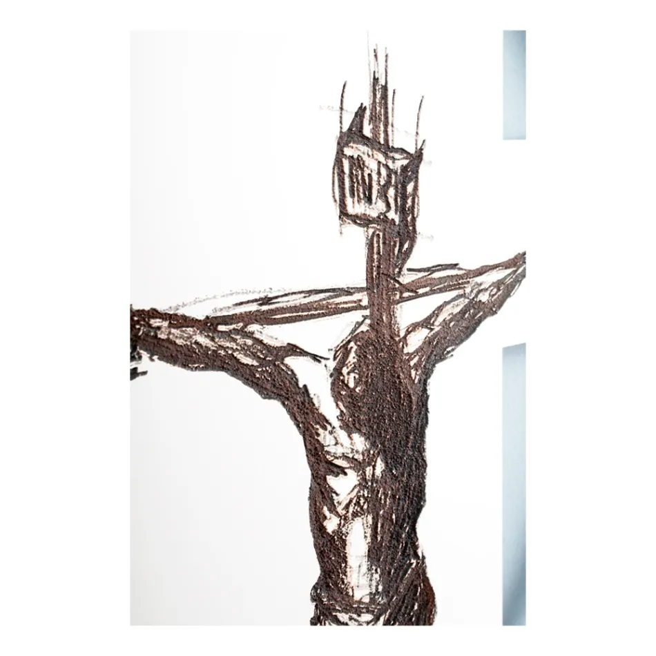 White and Grey Crucifix Made with Laser Engraving Made in Italy - Egle Viadurini
