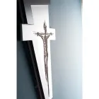 White and Grey Crucifix Made with Laser Engraving Made in Italy - Egle Viadurini