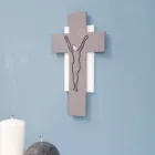White and Grey Crucifix Made with Laser Engraving Made in Italy - Nadia Viadurini