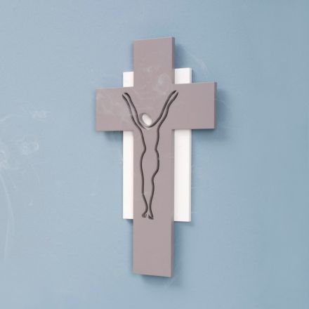 White and Grey Crucifix Made with Laser Engraving Made in Italy - Nadia Viadurini