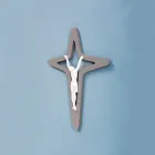 White and Grey Christo Crucifix Laser Engraved Made in Italy - Teresa Viadurini