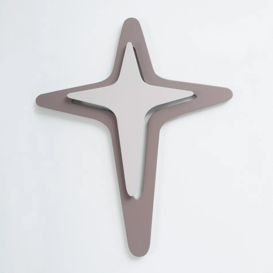 Crucifix in Cocoa Colour and Gravel Made with Laser Engraving Made in Italy - Diana Viadurini