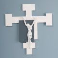 Crucifix Made with White Laser Engraving and Gravel Made in Italy - Evelina