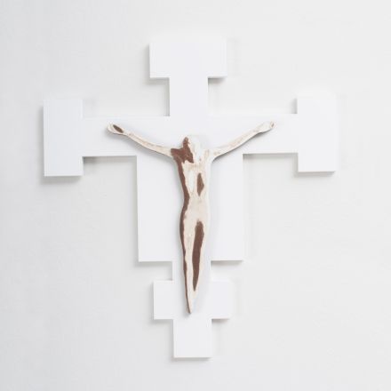 Laser Engraved White Crucifix of the Savior Made in Italy - Glora Viadurini