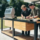 Outdoor Kitchen 140x65x93 cm Made of Solid Teak and Aluminium - Convivial Viadurini