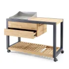 Outdoor Kitchen 140x65x93 cm Made of Solid Teak and Aluminium - Convivial Viadurini