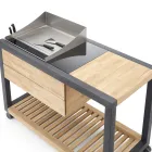 Outdoor Kitchen 140x65x93 cm Made of Solid Teak and Aluminium - Convivial Viadurini