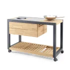 Outdoor Kitchen 140x65x93 cm Made of Solid Teak and Aluminium - Convivial Viadurini