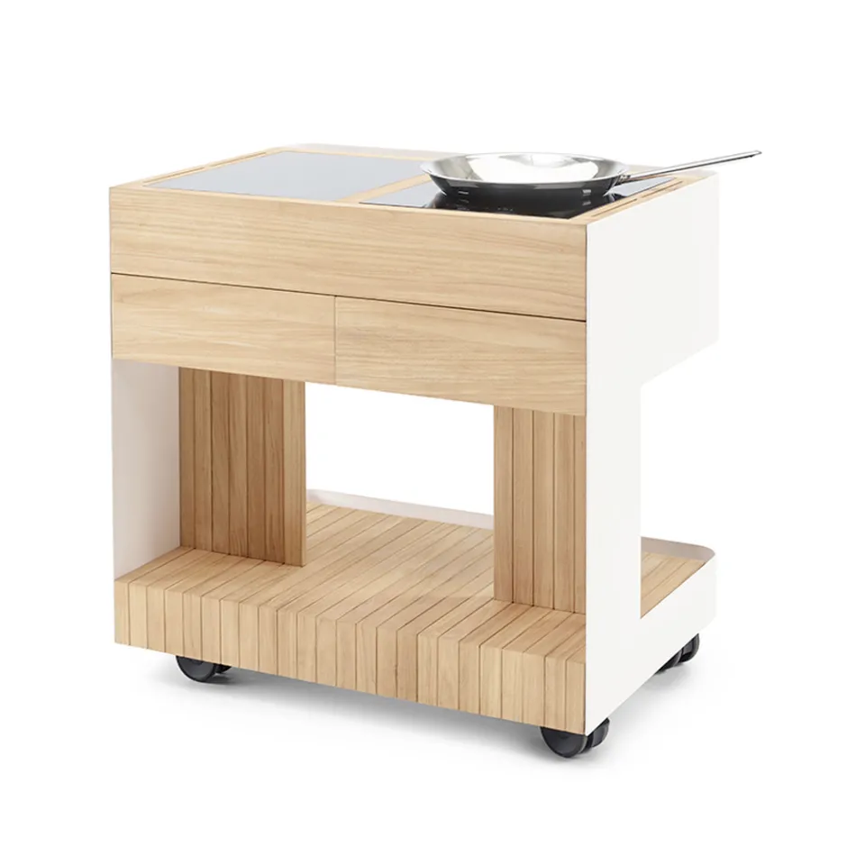 Outdoor Kitchen 96x70x93 cm Made of Solid Teak and Aluminium - Refined Viadurini