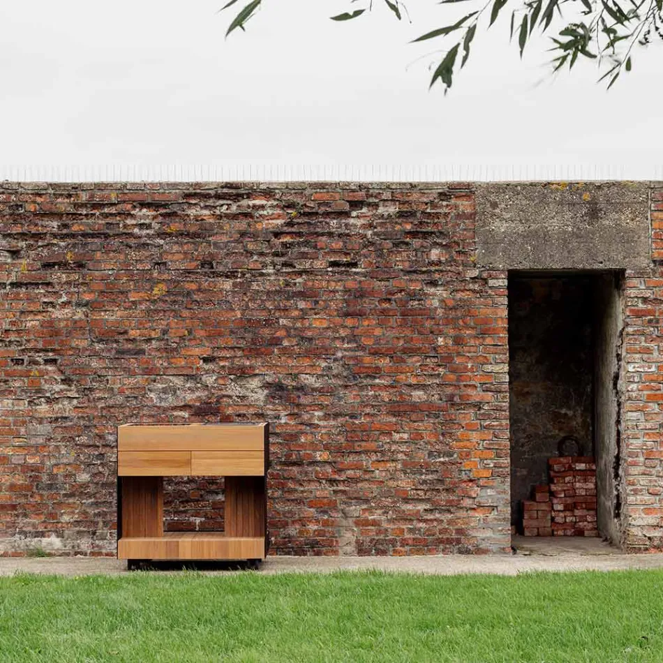 Outdoor Kitchen 96x70x93 cm Made of Solid Teak and Aluminium - Refined Viadurini