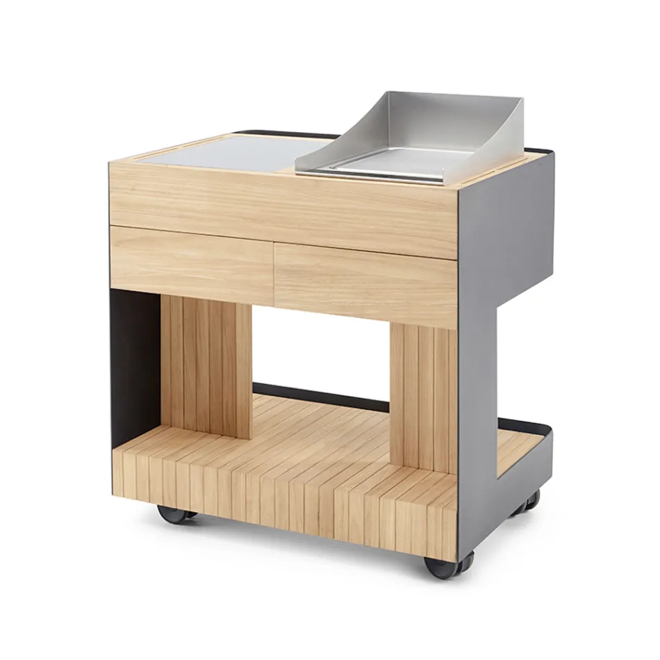 Outdoor Kitchen 96x70x93 cm Made of Solid Teak and Aluminium - Refined Viadurini