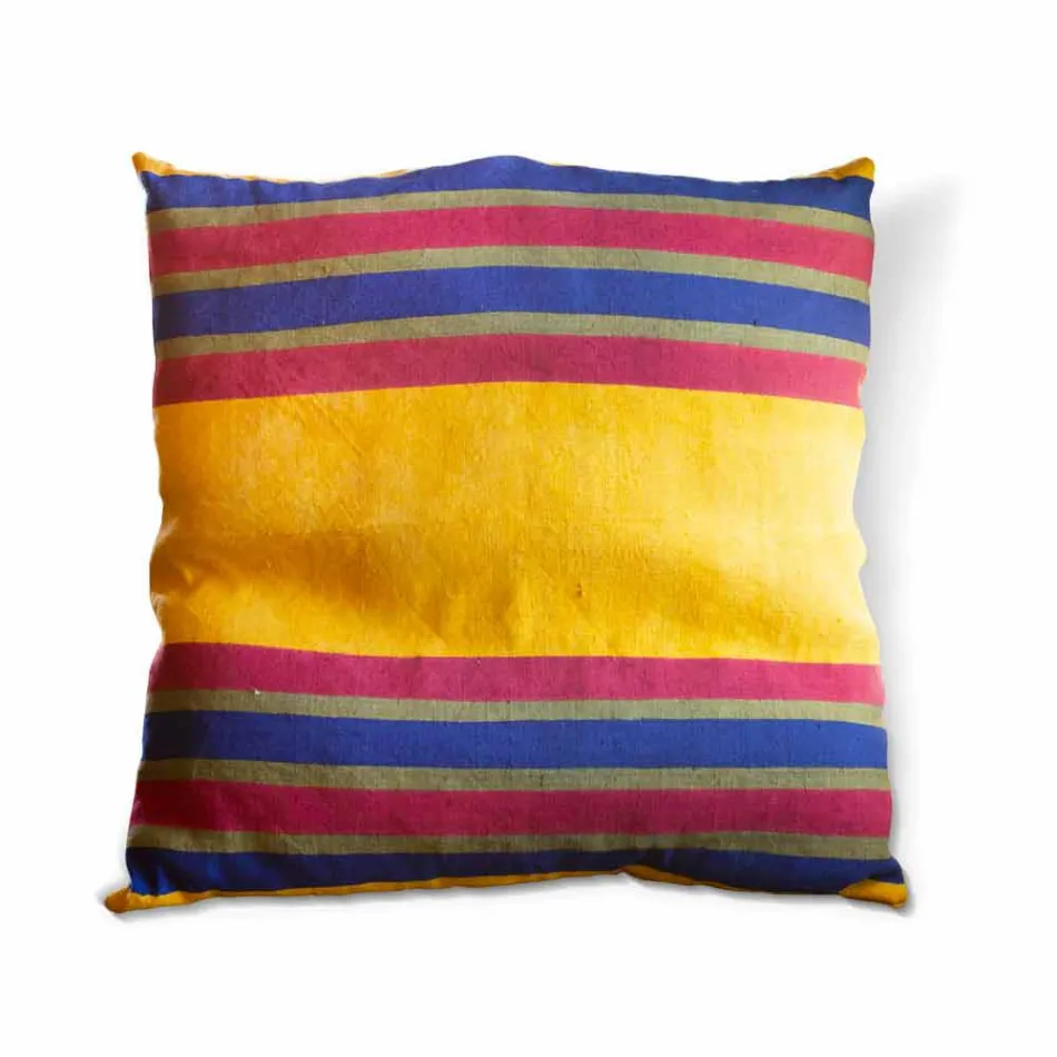 Unique Hand Painted Italian Hemp Cushion - Brands Viadurini