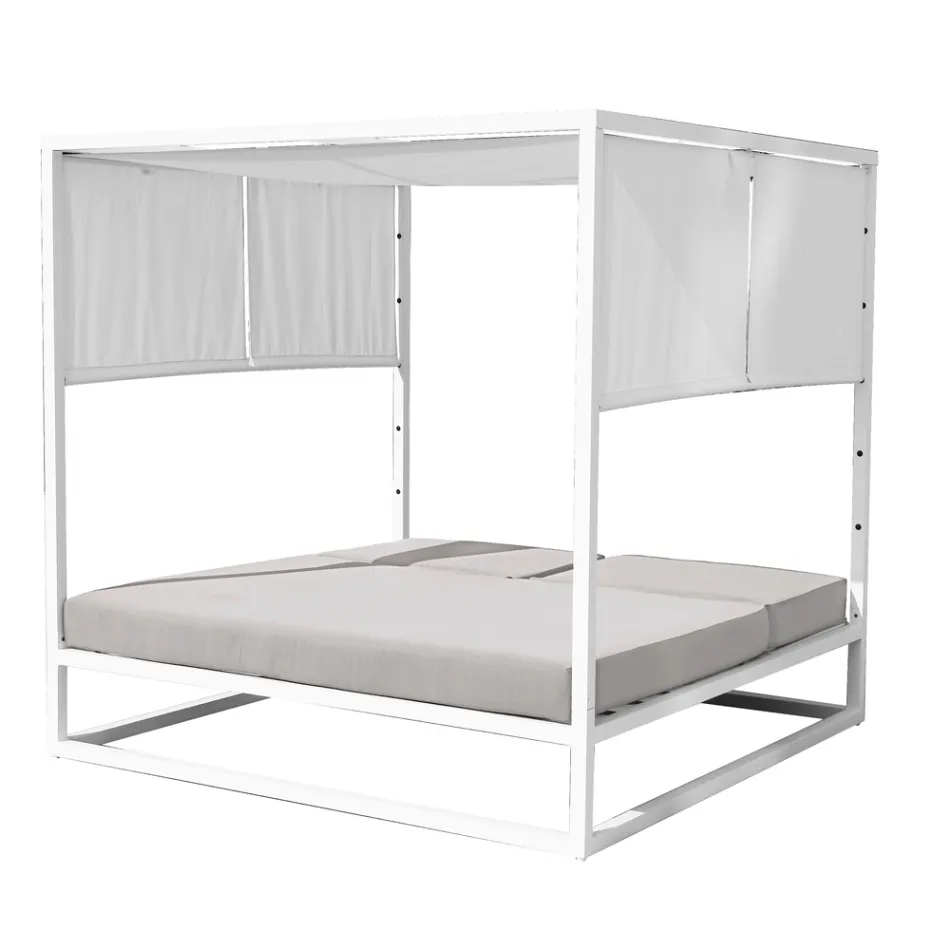 Outdoor Daybed with Reclining White Aluminium Structure - Jurica Viadurini