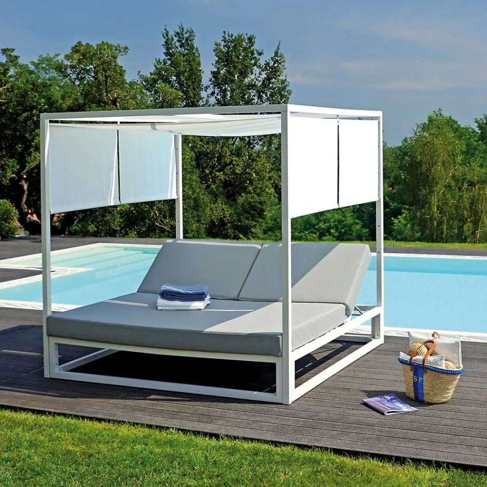 Outdoor Daybed with Reclining White Aluminium Structure - Jurica Viadurini