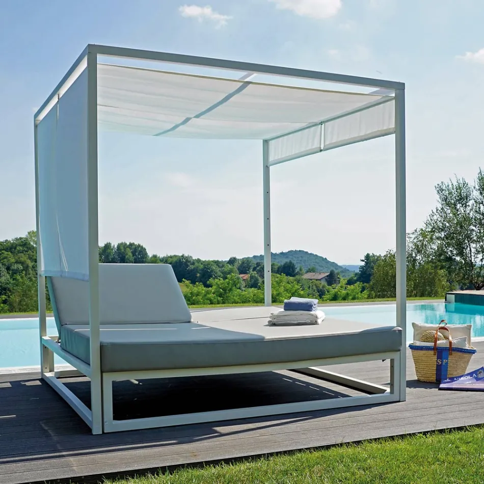 Outdoor Daybed with Reclining White Aluminium Structure - Jurica Viadurini