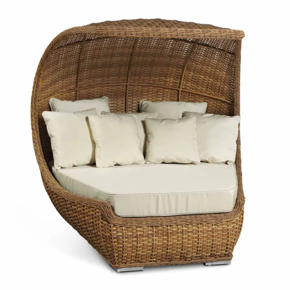 Design Daybed in Luxury Woven Synthetic Rattan - Yves Viadurini