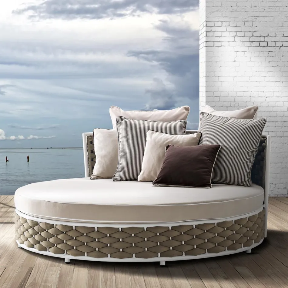 Outdoor Daybed in Aluminium and Hand Woven Fabric - Reda Viadurini