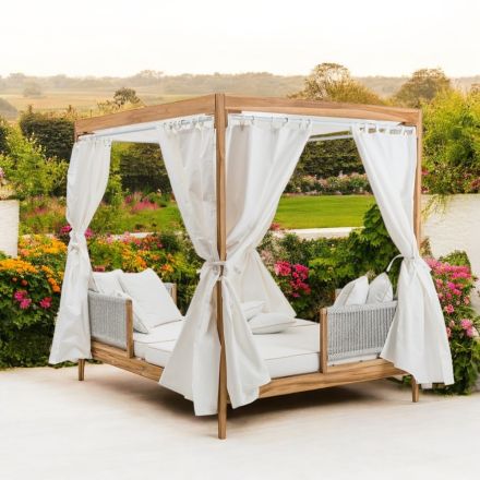 Outdoor Daybed in Teak and Rope Weaving - Arjuna Viadurini