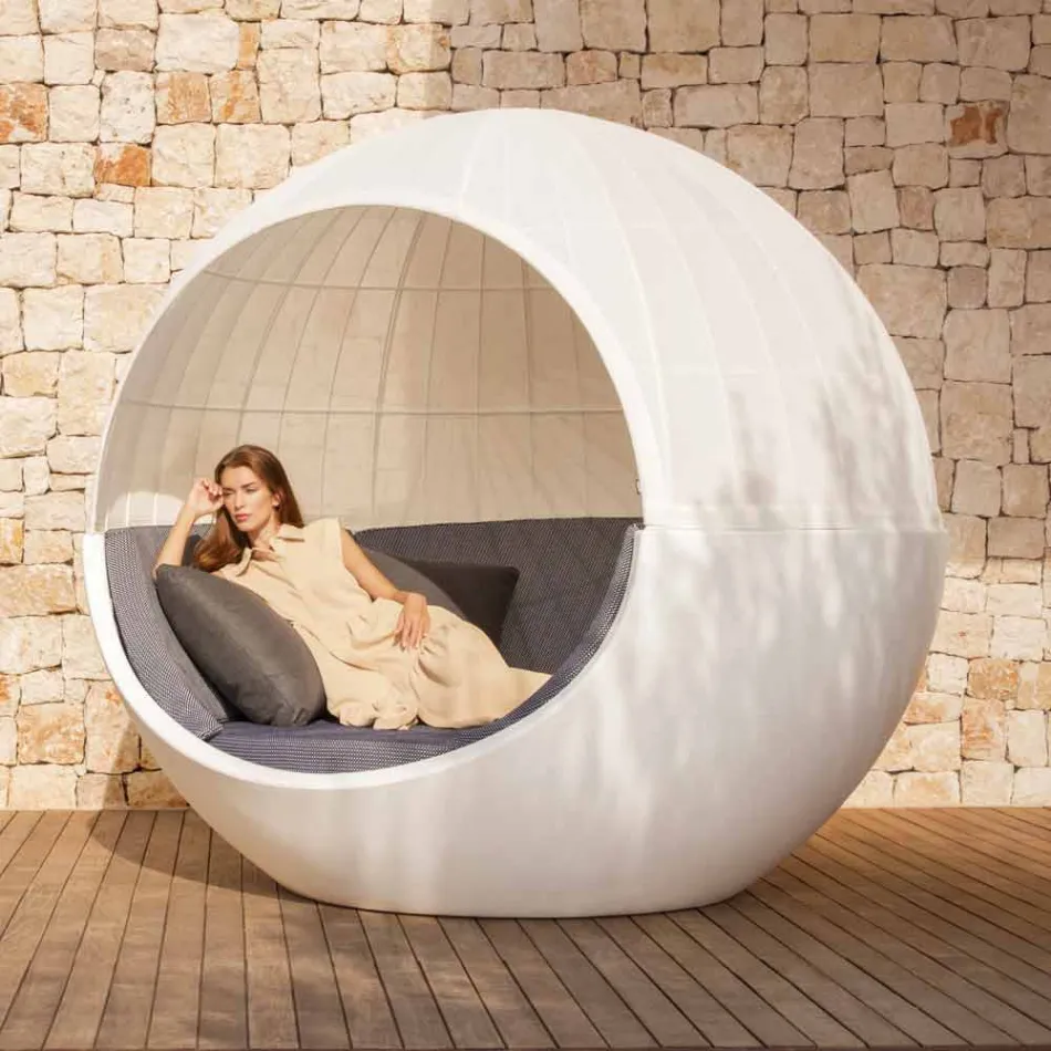 Luxury Round Design Garden Daybed with Parasol - Ulm Moon by Vondom Viadurini