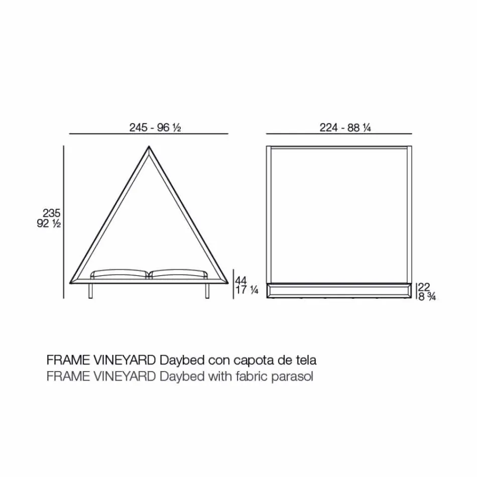 Outdoor Daybed in Aluminium and Luxury Design Fabric - Frame Vineyard by Vondom Viadurini