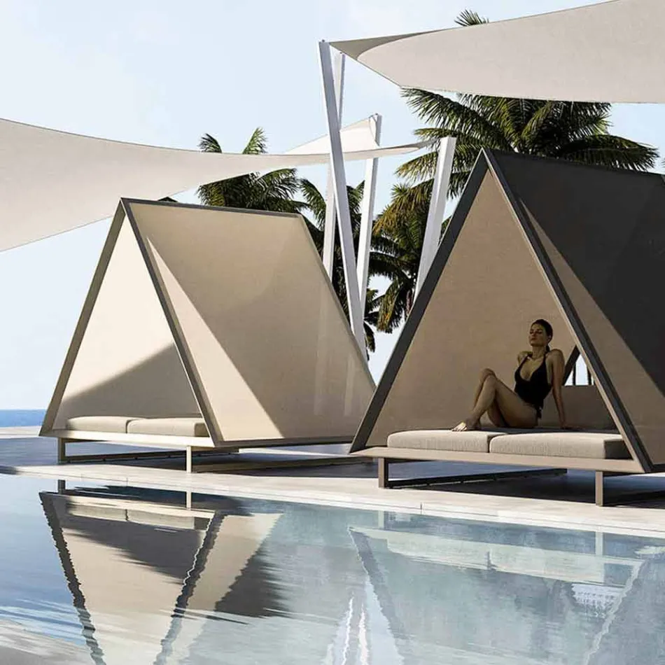 Outdoor Daybed in Aluminium and Luxury Design Fabric - Frame Vineyard by Vondom Viadurini