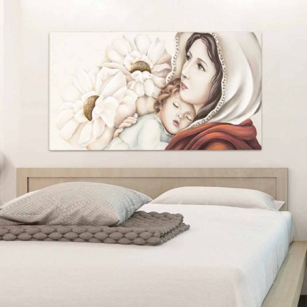 modern mother painting with child in gold leaf decorations Scott Viadurini