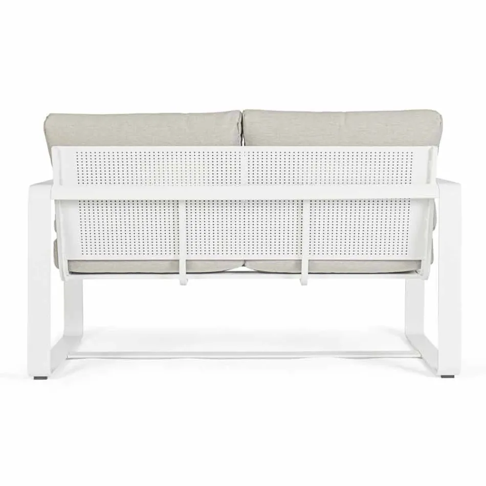 2 Seater Outdoor Sofa in Aluminium with Fabric Cushions - Mirea Viadurini