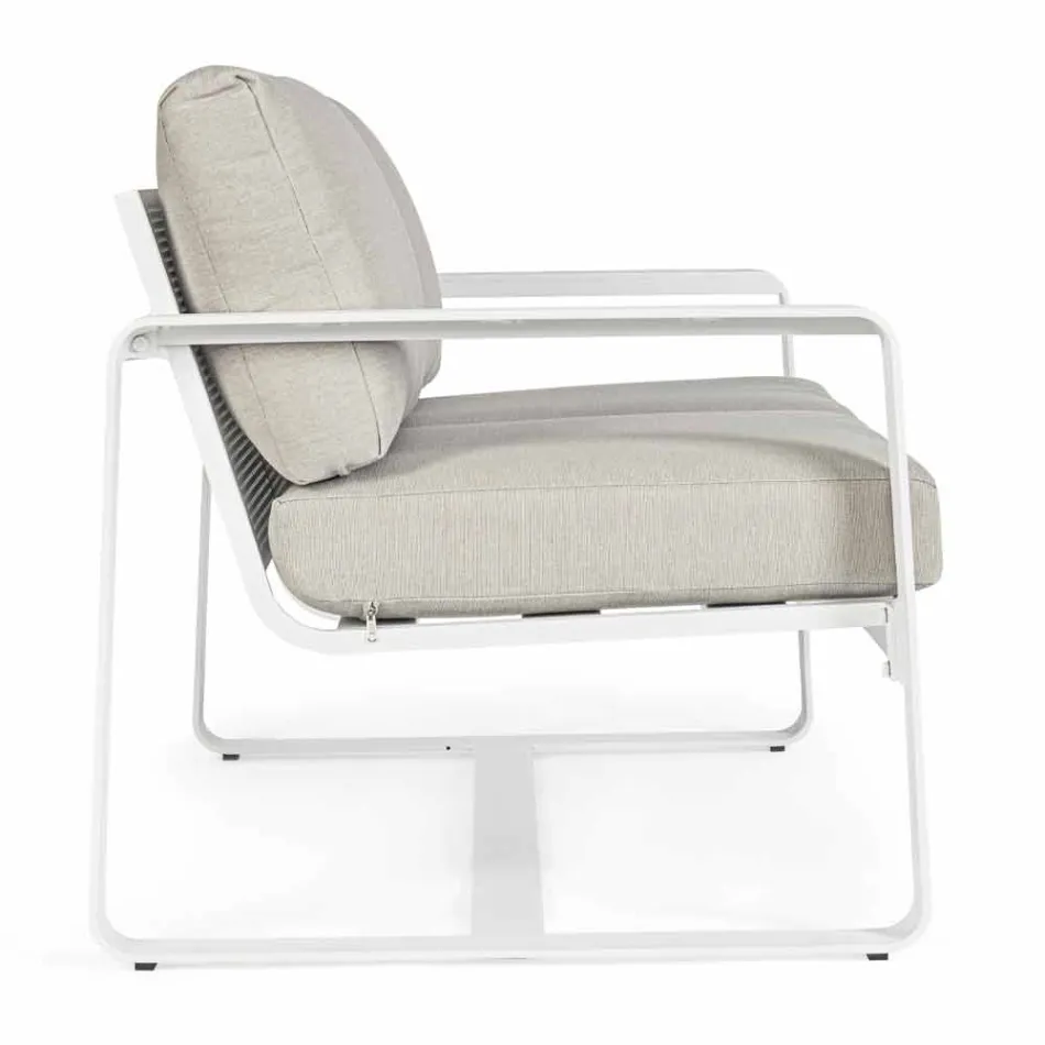 2 Seater Outdoor Sofa in Aluminium with Fabric Cushions - Mirea Viadurini