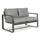 2 Seater Outdoor Sofa in Aluminium with Fabric Cushions - Mirea Viadurini